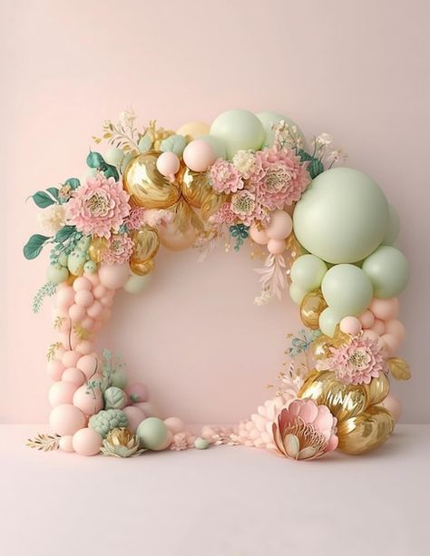 Garden Balloon Backdrop, Birthday Background Decoration, Party Arch, Birthday Party Balloon Decorations, Arch Balloon, Balloon Arch Photo Backdrop, Pastel Floral Balloon Garland, Spring Balloon Arch, Paper Flower Wedding Arch