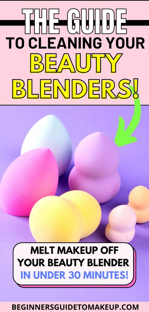 Are you sick and tired of having dirty beauty blenders? Or uneven makeup? Here’s how to PROPERLY clean your beauty blenders with a step-by-step guide! Perfect guide for confused makeup beginners to learn all about THE EASIEST way to clean beauty blenders. + included a video tutorial!! #beautyblender #makeup #makeuptips Cleaning Beauty Blender, Clean Beauty Blender, Makeup Basics, Elf Makeup Brushes, Melted Makeup, Makeup Cleaner, Beauty Blenders, Makeup Beginners, Makeup Brush Cleaner