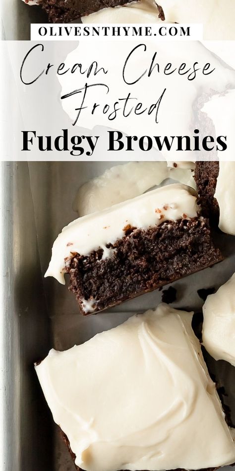 Espresso Cream Cheese Brownies, Recipes Using Cream Cheese Frosting, What To Put Cream Cheese Frosting On, Desert With Cream Cheese Frosting, Chocolate Cream Cheese Frosted Brownies, Best Brownies With Frosting, Homemade Desserts Easy Cream Cheeses, Brownies And Cream Cheese, Brownie Cream Cheese Bars