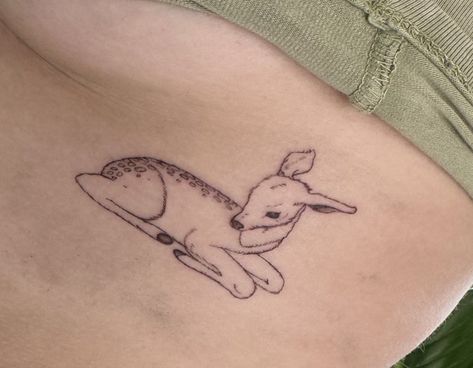 Deer Leg Tattoo, Fawn Tattoo Minimalist, Dear Tattoos, Simple Deer Tattoo, Small Deer Tattoo, Barn Tattoo, Deer Tattoos For Women, Deer Tattoo Ideas, Baby Deer Tattoo