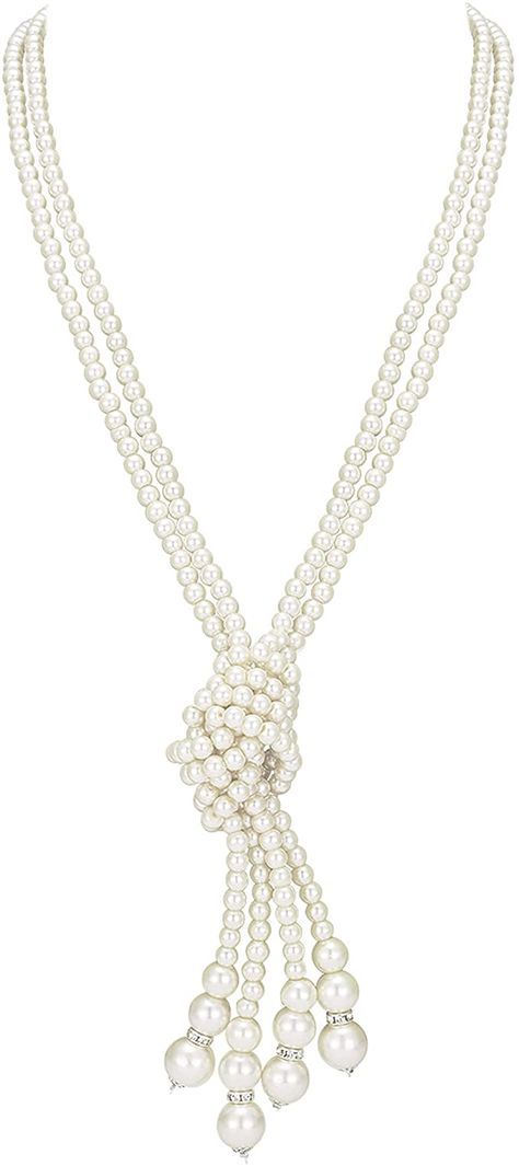 AmazonSmile: BABEYOND 1920s Imitation Pearls Necklace Gatsby Long Knot Pearl Necklace 49” and 59” 20s Pearls 1920s Flapper Accessories (Knot Pearl Necklace2 + 59" Necklace1): Clothing, Shoes & Jewelry Great Gatsby Accessories, Gatsby Accessories, Flapper Accessories, Gatsby Costume, Long Pearl Necklace, Deco Fashion, Flapper Necklace, Layered Pearl Necklace, Real Pearl Necklace