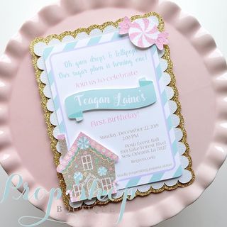 Gingerbread Birthday Invitation, Gingerbread Party Invitation, Gingerbread Party Prop Shop Boutique (@propshopboutique) • Instagram photos and videos Cookie Invitation, Gingerbread Birthday Party, Winter Birthday Themes, Fourth Of July Cakes, Gingerbread House Parties, Graduation Party Banners, Gingerbread Party, Twins 1st Birthdays, Twin First Birthday