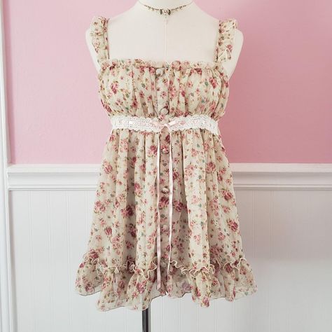 Dainty #y2k floral babydoll Liz Lisa cami top. Size... - Depop Babydoll Core, 2000s Gyaru, Coquette Ballet, Liz Lisa, Cami Top, Style Board, Cami Tops, Medium Length, Baby Dolls