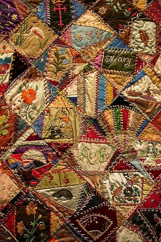 294878386_2d7384c6b9 Crazy Quilts Patterns, Crazy Quilt Stitches, Crazy Quilt Blocks, Crazy Patchwork, Crazy Quilting, Crazy Quilt, Patchwork Quilting, Antique Quilts, Quilt Stitching