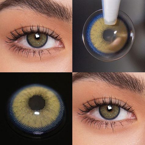 Beautiful Contact Lenses, Yellow Contacts, Bold Eyebrows, Brown Contact Lenses, Best Colored Contacts, Colored Mascara, Colored Eye Contacts, Eye Contacts, Colored Contact Lenses