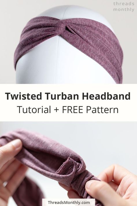 Free Headband Patterns, Turban Headband Tutorial, Crochet Turban, Sewing Headbands, Crochet Hat For Beginners, Twisted Turban Headband, Headband Tutorial, Crochet Cap, Turban Headband