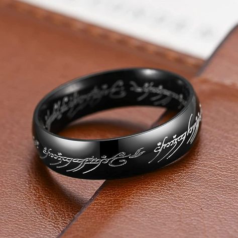 New! Hobbit Lord Of The Rings Black Elvish Rune Engraving Ring Details: - Condition: New - Color: Black - Material: Titanium Steel - Included: 1 X Ring Check Out My Other Listings! Other Items I Carry: Vintage Rings Retro Rings Men's Rings Sterling Silver Rings Engagement Bridal Wedding Rings Punk Biker Rings Ethnic Rings Floral Rings Pearl Rings Art Deco Rings Gothic Rings Couples Rings Ring Sets Heart Rings Funny Rings Silver Necklaces Gold Necklaces Vintage Necklaces And Earrings Handmade Jewelry Opal Rings Bracelets And Necklaces And Tons Of Popular Trendy Jewelry Deals. Dnd Wedding Ring, Christian Rings For Men, Lord Of The Rings Wedding Band, Black Rings Men, Funny Rings, Ethnic Rings, Silver Rings Engagement, Rings Gothic, Retro Rings