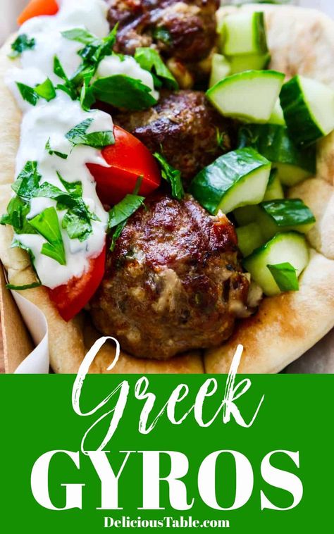 Lamb Gyros With Tzatziki Sauce, Ground Lamb Gyros, Ground Lamb Gyro Recipe, Gyros Lamb, Gyro Recipes, Lamb Gyro Recipe, Gyros With Tzatziki Sauce, Greek Tzatziki Sauce, Gyro Meat Recipe