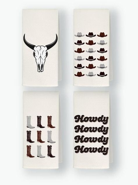 Retro Preppy Howdy Western Cowboy Boots Hat Bull Skull Soft Towels 16x24 Inch Set of 4,Trendy Beige Preppy Drying Cloth Hand Towels for Dorm,Teen Girls Gifts Retro Preppy, Bull Skull, Bull Skulls, Soft Towels, Western Cowboy Boots, Eye Catching Colors, Teen Girls, Western Cowboy