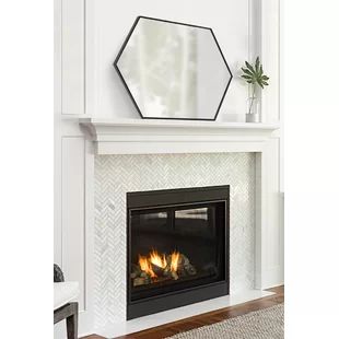 Wall Mirrors You'll Love in 2021 | Wayfair.ca Dark Fireplace, Light Walls, Tile Border, Hexagonal Design, Fireplace Tile Surround, Gallery Display, Fireplace Mantle Decor, Display Wall, Geometric Wall Decor