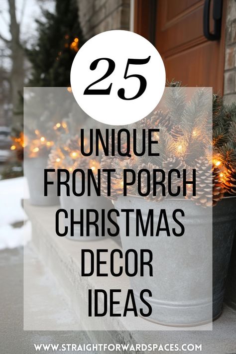 unique christmas porch decor ideas for a one-of-a-kind holiday display. Farmhouse Christmas Porch Ideas, Farmhouse Christmas Porch Decor, Front Porch Holiday Decor, Rustic Christmas Porch, Porch Holiday Decor, Porch Farmhouse Decor, Front Porch Decor Christmas, Farmhouse Christmas Porch, Winter Porch Decorations