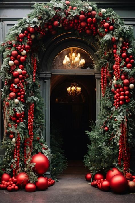 christmas decoration ideas Christmas Tree Wonderland, Business Christmas Decorations Outdoor, Event Christmas Decor, Xmas Door Decoration, Country Club Christmas Decor, Balcony Christmas Tree, Townhome Christmas Decor, Grand Christmas Tree, Christmas Porch Ideas Holiday Decorating