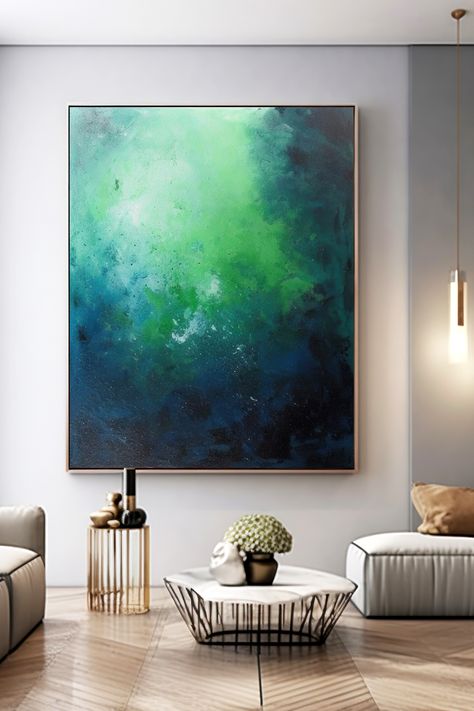 Original handmade abstract painting with swirling blues and greens, creating a mesmerizing underwater-like effect Blue And Green Abstract Art, Awesome Paintings, Blue Paintings, Green Abstract Art, Green Wall Art, Green Abstract, Blue Painting, Cool Paintings, Green Wall