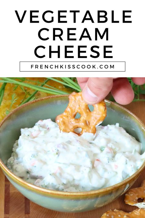 Garden Vegetable Cream Cheese Vegetable Cream Cheese Recipe, Vegetable Cream Cheese Spread, Veggie Cream Cheese Recipe, Garden Vegetable Cream Cheese, Vegetable Cream Cheese, Veggie Cream Cheese, Cream Cheese Recipe, Cheese Spreads, Cream Cheese Spread