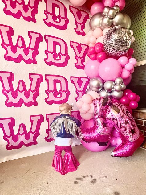 Dolly Themed First Birthday, Disco Cowgirl Party First Birthday, Dolly First Birthday, Cowgirl Themed First Birthday, Pink Cowgirl First Birthday, Dolly Parton 2nd Birthday Party, First Rodeo Birthday Party Girl Outfit, Shania Twain 1st Birthday Party, Ain’t My First Rodeo Party Girl