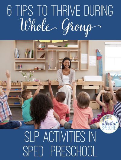 Here are some tips to thrive during whole group SLP activities in preschool.  #SpeechTherapy  #PreschoolSLP #SPED #SLP #WholeGroupActivities #SLPPlanning #Preschool Sped Preschool, Speech Therapy Activities Preschool, Intervention Classroom, Early Intervention Speech Therapy, Prek Ideas, Preschool Speech Therapy, Social Stories Preschool, School Speech Therapy, Preschool Language