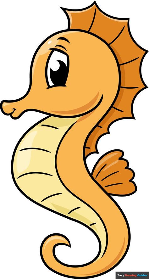 Cartoon Seahorse, Seahorse Cartoon, Seahorse Image, Easy Fish Drawing, Seahorse Drawing, Sea Creatures Drawing, Cartoon Sea Animals, Sea Drawing, Horse Cartoon