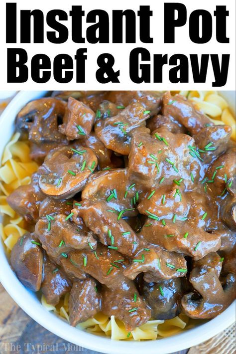 Beef Arm Roast, Instant Pot Beef Tips, Beef And Gravy, Instant Pot Stew, Beef Tip Recipes, Beef Recipe Instant Pot, Mushroom Gravy Recipe, Beef Tips And Gravy, Stew Meat Recipes