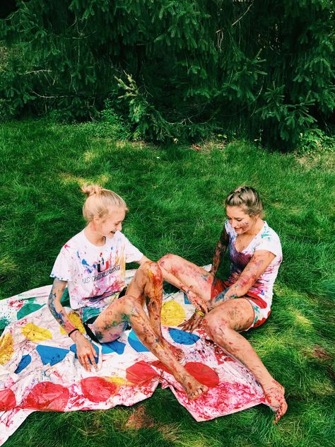 messy paint twister!!! Twister With Paint, Summer Vibe Paintings, Crazy Fun Aesthetic, Paint Twister Aesthetic, Twister Aesthetic, Messy Twister, Paint Twister, Summer Bucket List For Teens, Summer Routine