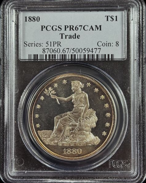 Have you ever seen a Proof Trade Silver Dollar in such a high grade - PR67!!? What an outstanding Collector’s coin with a Mintage of only 1,987 coins!! 🔥🔥 #tradesilverdollars #tradedollar #prooftradedollar #collectorscoin #coincollecting #numismatics #uscoin #foxvalleycoins #collectorssilver #investment #rarecoins In God We Trust, Rare Coins, Silver Dollar, Coin Collecting, Only 1, Have You Ever, High Grade, Investment, Coin