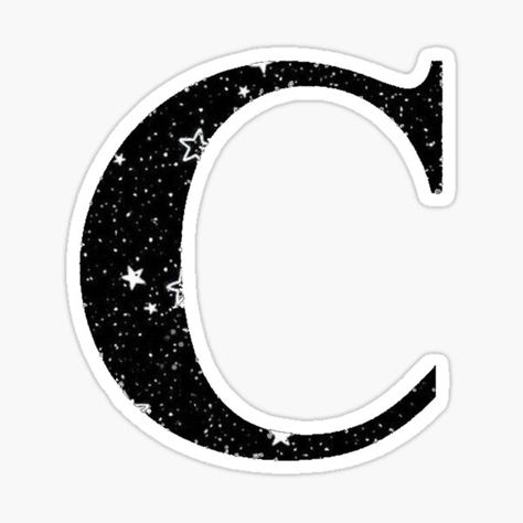 Letter C Black Stickers | Redbubble Scrapbook Alphabet, Black And Gold Marble, Monogram Stickers, Backgrounds Phone, Stickers Redbubble, Black Sky, Starry Nights, Black Stickers, Letter Stickers