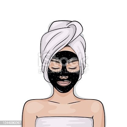 Face Mask Illustration, Face Mask Drawing, Beauty Care Logo, Blue Bathrooms, Mask Illustration, Girl Face Drawing, Cartoon Women, Mask Drawing, Gif Png