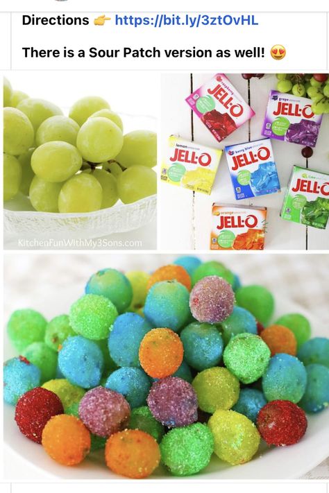 Frozen Candy Grapes, Jello Grapes, Frozen Jello, Jolly Rancher Jello, Sour Patch Grapes, Candied Grapes Recipe, Candied Fruit Recipes, Candy Grapes, Mix Kids