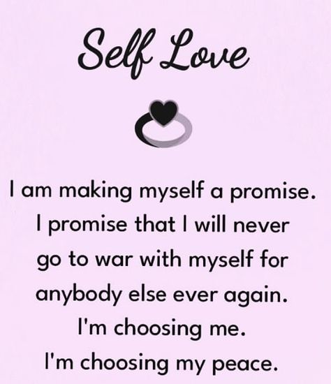 Self Love 🖤 I am making myself a promise. I promise that I will never go to war with myself for anybody else ever again. I’m choosing me. I’m choosing my peace. I Will Love Myself Quotes, I Promised Myself Quotes, Promise To Myself, I Choose Myself, Love Quotes For Myself, I Love My Self, Im In Love With Myself Quote, Love Myself Quotes, I Give Myself Permission To