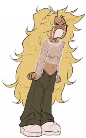 Cartoon Art Styles Simple, Crazed Poses Reference, Chill Character Design, Childish Poses Reference, Brushing Hair Pose, Bear Oc Drawing, Long Hair Character Design, Shocked Pose Reference, Screaming Pose