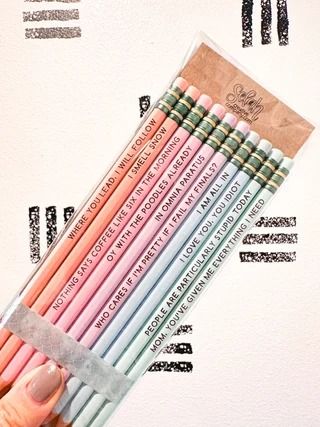 selahcreativecompany - Etsy Gearhart Oregon, Quote Pencils, Engraved Pencils, Gilmore Girls Quotes, Engraved Wedding Gifts, Stationery Obsession, Personalized Dog Ornament, Creative Retreat, School Bag Essentials