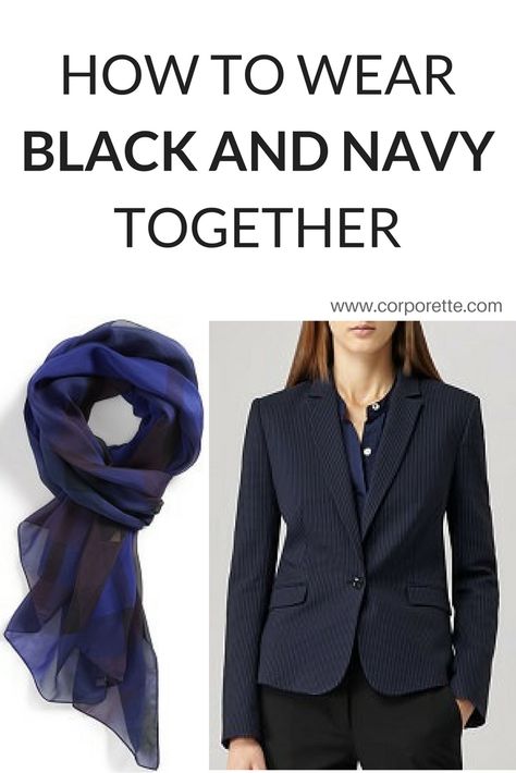 Can you wear black and navy together? What about a dark blue pinstriped blazer — how can you mix that with black suiting pieces? Learn how to on the Corporette blog. Navy Pants Outfit Women, Navy Blazer Outfit Women Work, Navy Blue Blazer Outfit Women, Navy Blazer Outfit Women, Blazer Outfits For Women Work, Navy And Black Suit, Blue Blazer Outfits For Women, Navy Blue Blazer Women, Navy Blue Blazer Outfit