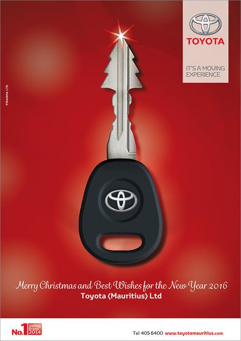 Greetings from Toyota. Tel: 405 6400 Folder Cover Design, Wine Advertising, Dark Room Photography, Christmas Advertising, Car Advertising Design, Funny Quote Prints, Car Christmas, Creative Advertising Design, Return On Investment