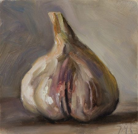 daily painting titled Head of Garlic - click for enlargement Veggie Art, Vegetable Painting, Ariana Grande Drawings, Still Life Fruit, Oil Pastel Art, Food Painting, Fruit Painting, Daily Painting, Painting Still Life