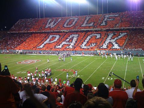 I'm not a fan of NC State. The only reason I pinned this because it reminded me of the state championship game! Ncsu Wolfpack, Nc State Football, Nc State University, Football Ticket, North Carolina State University, Nc State Wolfpack, Dream College, Nc State, Football Stadiums