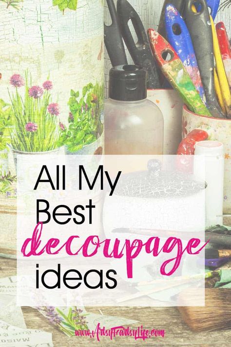 Mod Podge Projects, Diy Mod Podge, Fabric Decoupage, Decoupage Jars, Decoupage Tutorial, Decoupage Decor, Decoupage Wood, Mod Podge Crafts, Decoupage Tissue Paper