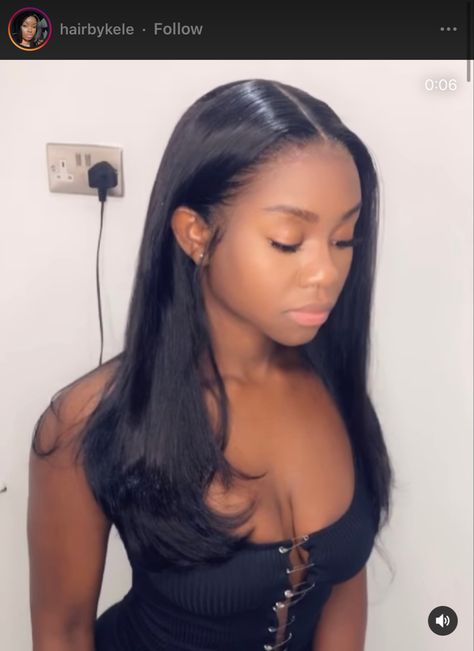 Wavy Closure Sew In, Sew In Medium Length Hair, Midfle Part Wig, Middle Part Quick Weave Medium Length, Middle Part Long Weave Black Women, Bust Down Middle Part Straight, Middle Part Medium Length Hair, Straight Hair With Curls At The End, Middle Part Sew In Straight Long Hair Black Women