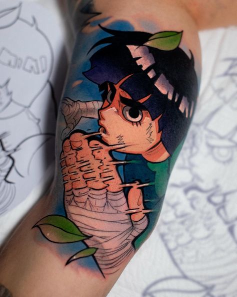 Rock Leeeeeeee #rocklee #naruto #anime #animetattoo #rockleetattoo #narutotattoo #narutofan #tattoo #geek #otaku #poznantattoo #berlintattoo #wroclawtattoo #krakowtattoo #hamburgtattoo #germanytattoo #polandtattoo #neotraditionaltattoo Rocklee Naruto, Poland Tattoo, Germany Tattoo, Rock Lee Naruto, Lee Naruto, Naruto Tattoo, Anime Tattoo, Rock Lee, How To Draw Anime Hair