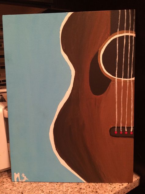 Painting ideas Easy Goat Paintings On Canvas, Guitar Painting Aesthetic, Easy Guitar Paintings, Paintings Of Guitars, Guitar Painting Ideas On Canvas, Guitar Painting On Canvas Easy, Easy Paintings For Guys, Music Aesthetic Painting, Painting Ideas Music