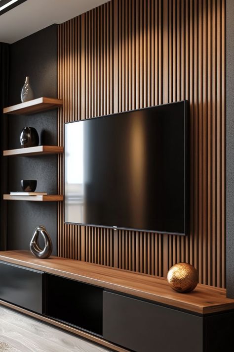 100 Stunning TV Wall Design Ideas for Your Living Room Tv Stand Ideas Small Spaces, Wall Tv Unit Design Modern, Wall Tv Stand Ideas, Tv Stand Ideas Modern, Tv Panel Modern, Wall Tv Decor, Tv Unit Wall Mounted, Wall Tv Console, Wall Tv Design