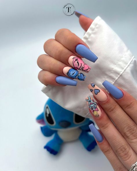 Nail art - handpainted 🎨🖌️ #disneynails #disneynailart #stichtnails #stichtnailart #nailart #nailartist #nailartclub #nailartwow #nailartdesign #nails2inspire #nailideas #cartoonnails #cartoonnailart #nokti #nailsbelgrade #noktinovibeograd #noktizemun #noktibeograd #noktici💅 #liloandstitch #nailsonfleek #nailsmagazin #nailsoftheday #nailartwow #nailporn #nailartist Bluey Nail Ideas, Nails Stitch, Lilo And Stitch Nails, Stitch Nail Art, Stitch Nails, Disney Acrylic Nails, Nail Art Disney, Vibrant Nails, Disney Nails