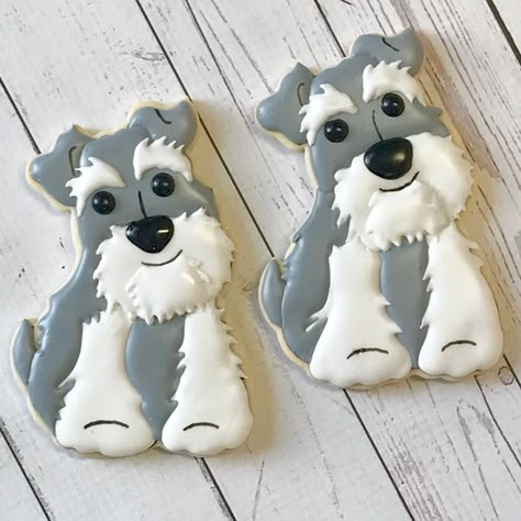 164 Likes, 14 Comments - P's Of Cake (Paula Milne) (@paulab0712) on Instagram: “Schnauzer cookies! Cutter by @cookiecuttersbydesign #cookies #sugarcookies #decoratedcookies…” Schnauzer Cookies, Dog Cookies Decorated, Homemade Dog Cookies, Cat Cookies, Royal Icing Recipe, Dog Cakes, Sugar Cookie Designs, Pretty Cookies, Dog Cookies