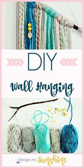 Diy Hanging Tapestry, Diy Macrame Photo Wall Hanging, Boho Yarn Wall Art Diy, Yarn Wall Art Diy Tutorials, Boho Yarn Wall Art, Boho Diy Decor, Woven Wall Hanging Tutorial, Diy Yarn Decor, Diy Wall Hangings