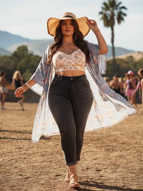 Curvy Girl Chic: 15 Fire Plus Size Outfit Ideas That Will Have You Slaying All Day! 👑💅 3 Cute Outfits For Curvy Women, Plus Size Style Tips, Plus Size Going Out Outfits, Outfits For Curvy Women, Plus Size Festival Outfit, Style In Winter, Plus Size Long Skirts, Curvy Boho, Plus Size Outfit Ideas