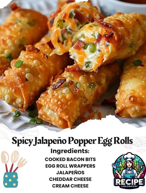 Light Eating, Egg Roll Recipes, Jalapeno Popper, Appetizers Easy Finger Food, Best Appetizer Recipes, Snacks Für Party, Party Food Appetizers, Egg Rolls, Spicy Recipes