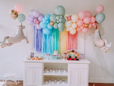 Unicorn Theme Party Decoration At Home, 4 Year Unicorn Birthday, Magical One First Birthday Party, Unicorn Toddler Birthday Party, Two Magical Birthday, One Magical Year Birthday, Boho Unicorn Party, Magical 3rd Birthday, Four Ever Magical Birthday