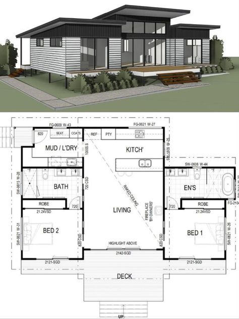 3D House Plans: Your Home in Three Dimensions Small Stilt House, Stilt House Plans, 3d Floor Plans, 3d House Plans, 2 Bedroom House Plans, House On Stilts, Small House Floor Plans, 3d House, House Plan Gallery