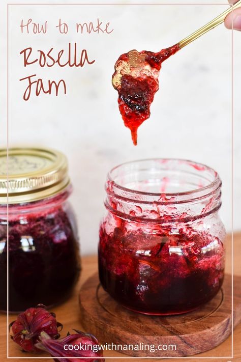 making rosella jam Roselle Jam, Elderberry Jelly Recipe, Hibiscus Recipe, Easy Jam, Marmalade Recipe, Aussie Food, Jam Recipes Homemade, Canning Vegetables, Condiment Recipes