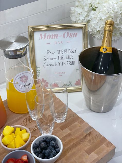 DIY Mimosa Bar | 4 Love And Dreams Mom Osa Bar Mimosas, Diy Mimosa Bar, Diy Mimosa, Baby Shower Mimosa Bar, Family Gift Guide, Pink Mimosa, Mom-osa Bar, Best Champagne, Colorful Bowls