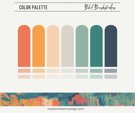 Color Palette Bold Brushstrokes Hex Codes Branding Web Design Wedding Colors Instagram Highlight Covers Orange Teal Blue - Etsy Color Palette Bold, Brand Colour Schemes, Orange Color Palettes, House Color Palettes, Painted Ladies, Instagram Highlight Covers, Bold Color Palette, Brand Color Palette, Hex Codes