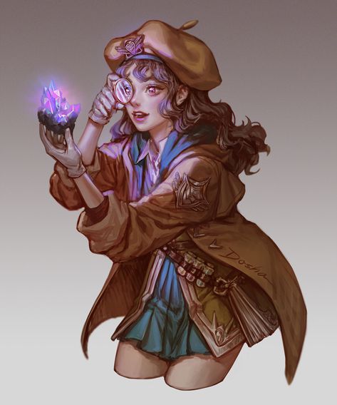 Female Librarian Character Design, Academic Character Design, Half Elf Alchemist, Dnd Alchemist Character Art, Time Wizard Dnd, Fairy Alchemist, Psionic Character Art, Potion Maker Character Design, Apothecary Character Design